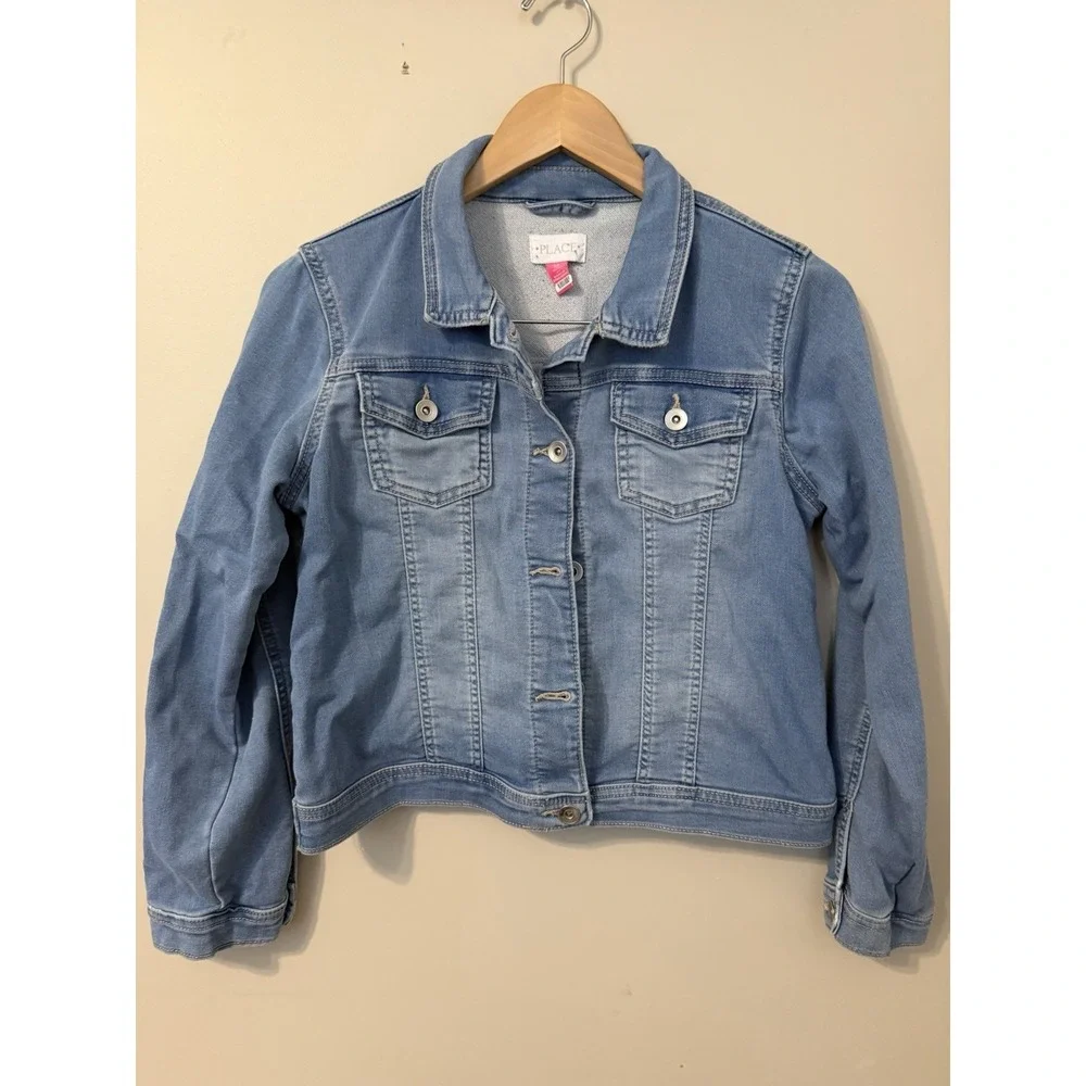 Childrens Place Jean Jacket Girls Size XL 14 Stretch Blue Soft Denim 100%Lyocell